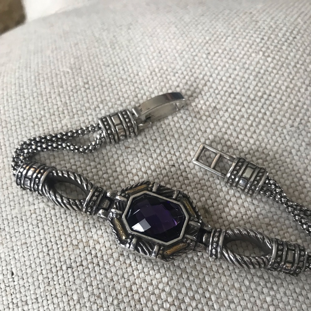 Brighton antique silver bracelet with purple crystal